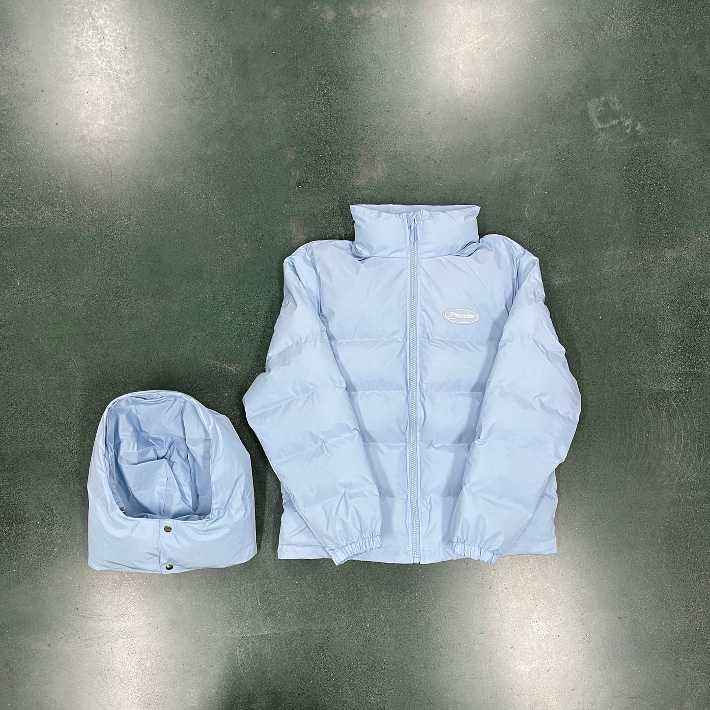 Trapstar Hyperdrive Detachable Hood Puffer Jacket Ice Blue
