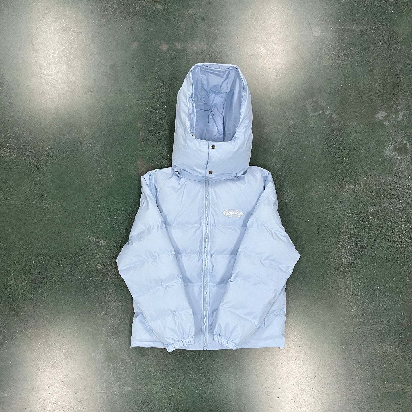 Trapstar Hyperdrive Detachable Hood Puffer Jacket Ice Blue
