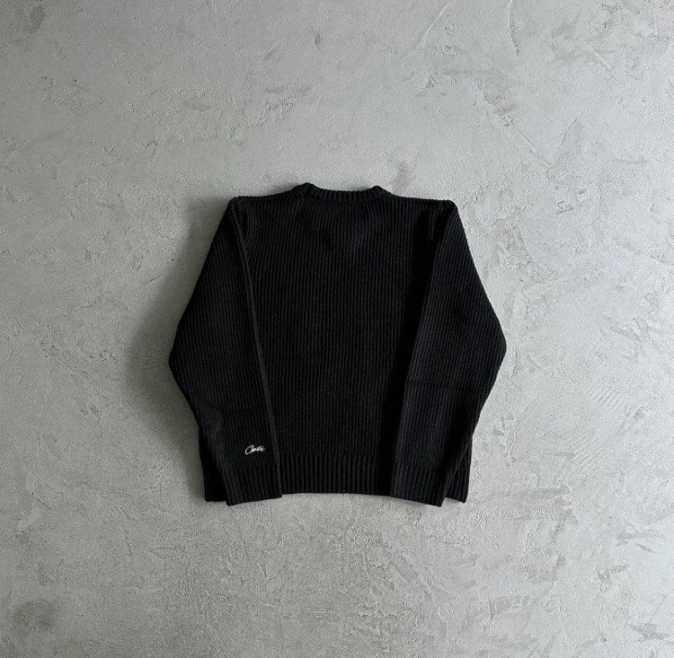 Corteiz Crest Knit Sweater Black