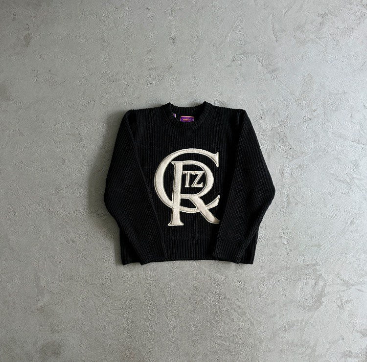 Corteiz Crest Knit Sweater Black