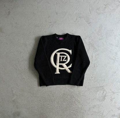 Corteiz Crest Knit Sweater Black