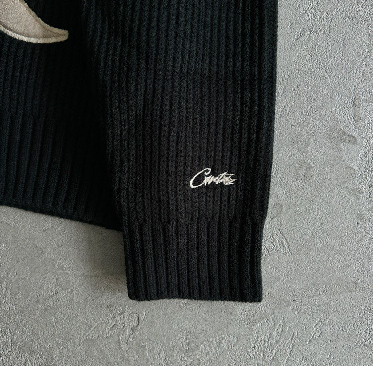 Corteiz Crest Knit Sweater Black