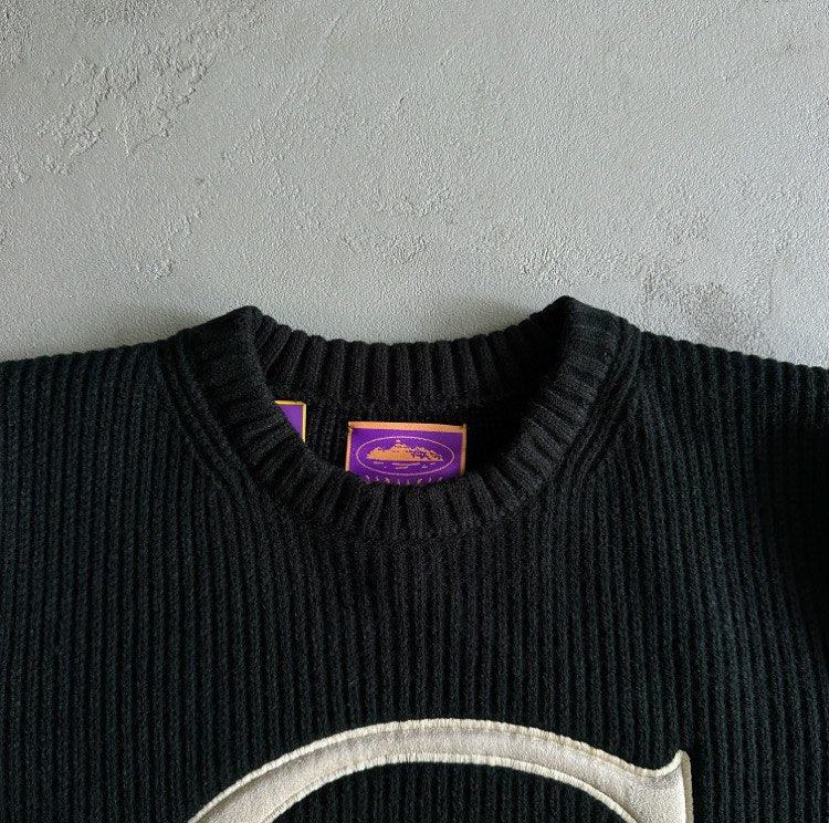 Corteiz Crest Knit Sweater Black