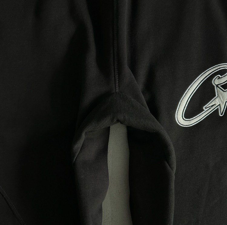 Corteiz Black Satin C-star Applique Tracksuit