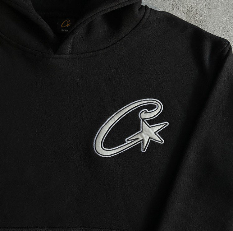 Corteiz Black Satin C-star Applique Tracksuit