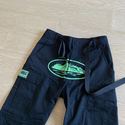 Corteiz Black Green Logo Cargo