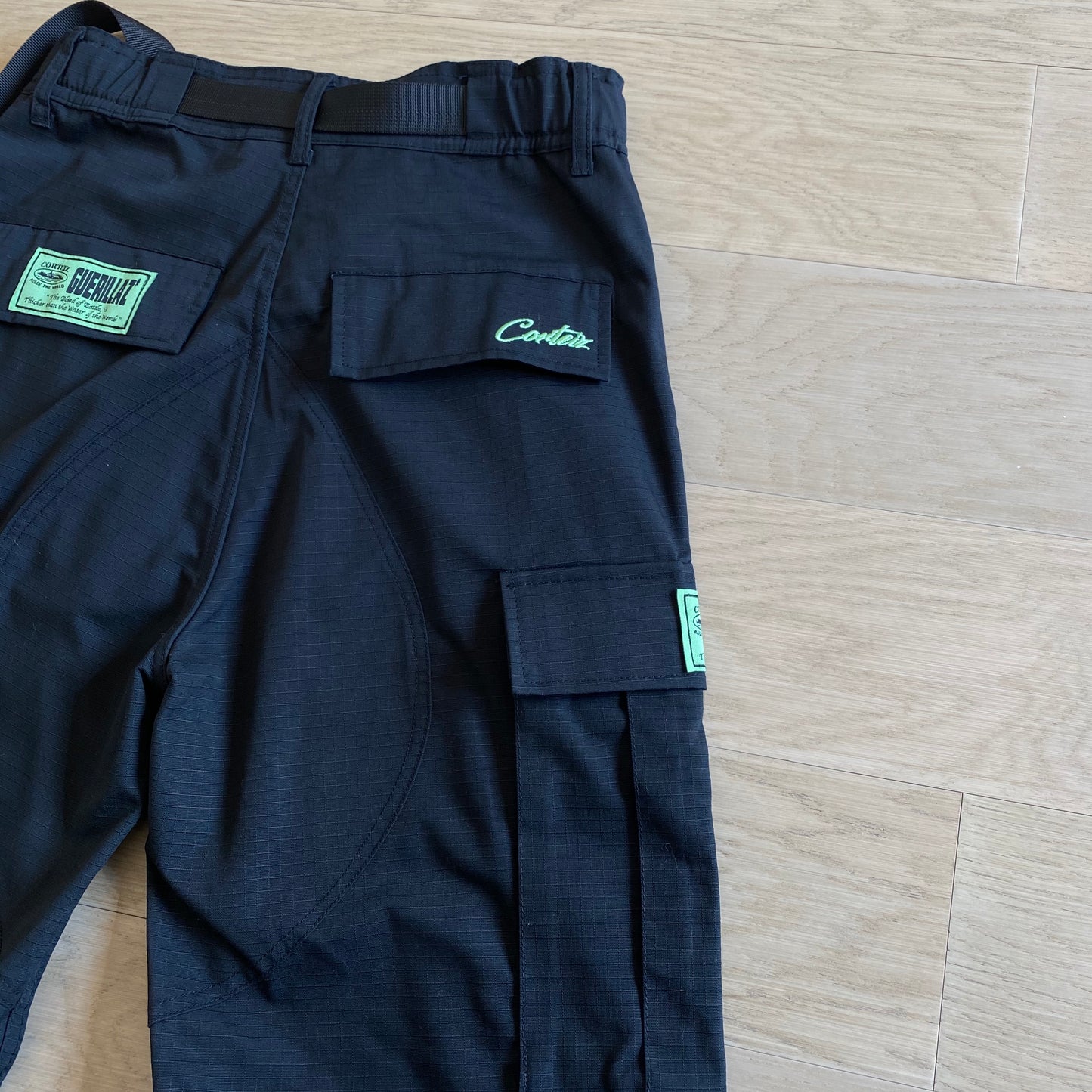 Corteiz Black Green Logo Cargo