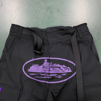 Corteiz Black Purple Logo Cargo