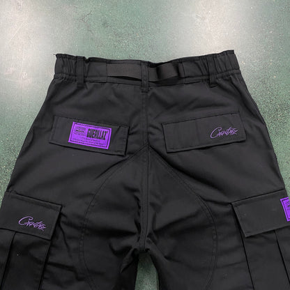 Corteiz Black Purple Logo Cargo