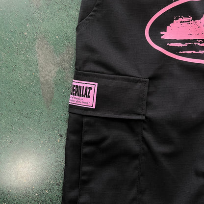 Corteiz Black Pink Logo Cargo