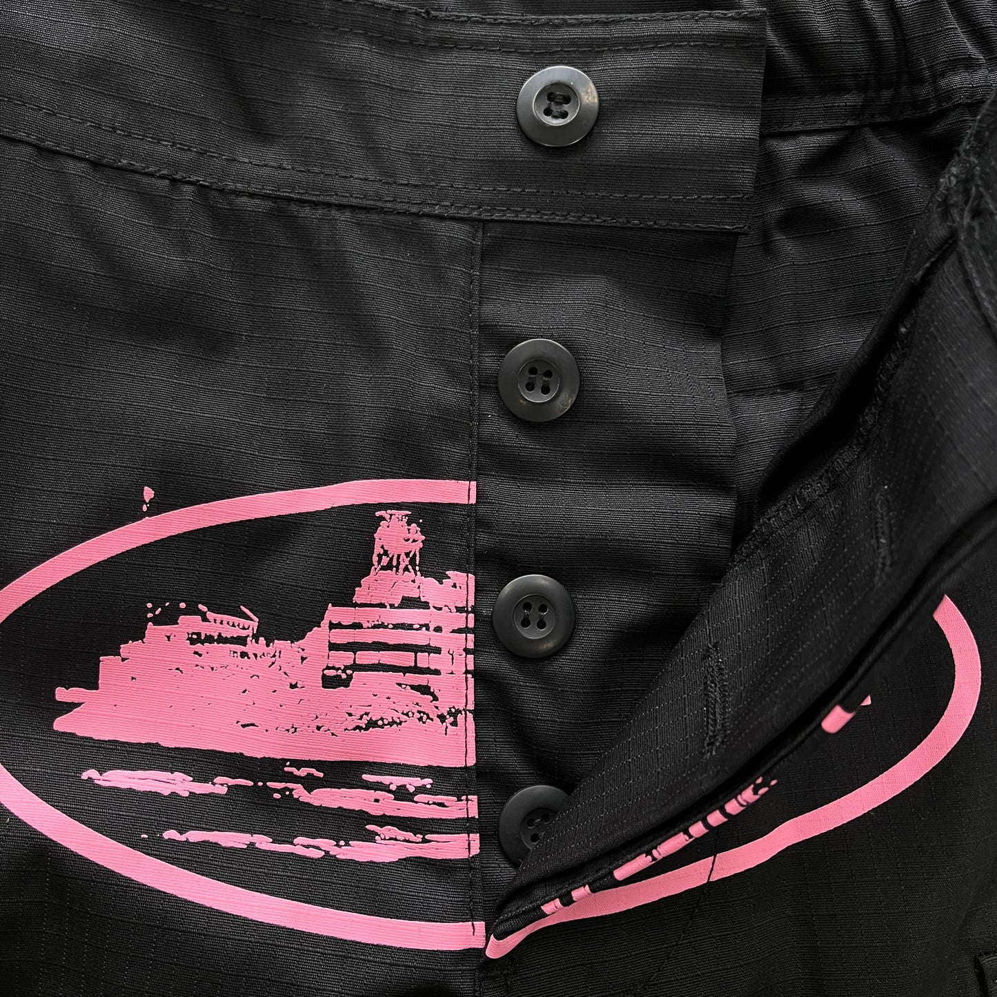 Corteiz Black Pink Logo Cargo