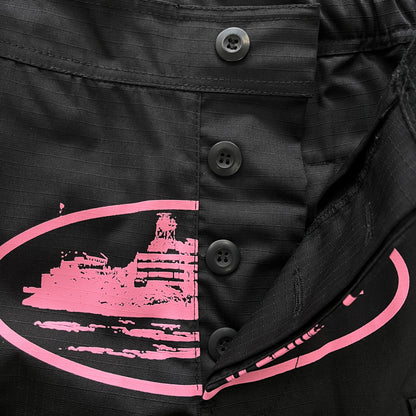 Corteiz Black Pink Logo Cargo