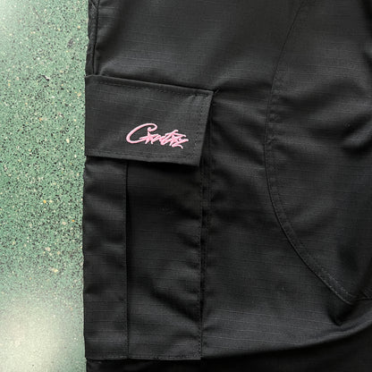 Corteiz Black Pink Logo Cargo