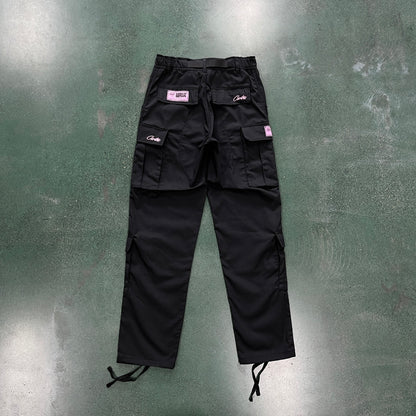 Corteiz Black Pink Logo Cargo