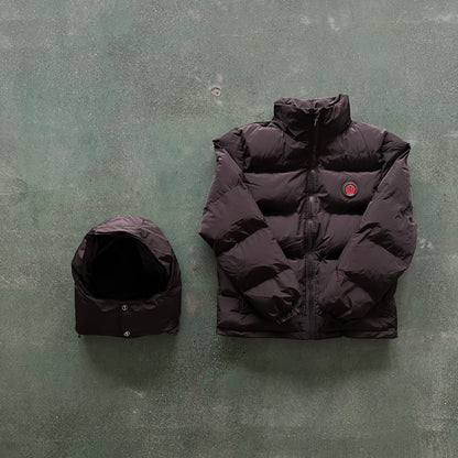 Trapstar Irongate Detachable Hooded Puffer Jacket Black Red