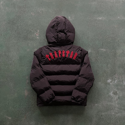 Trapstar Irongate Detachable Hooded Puffer Jacket Black Red