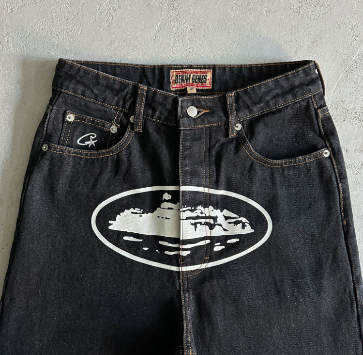 Corteiz Alcatraz Baggy Jeans Black