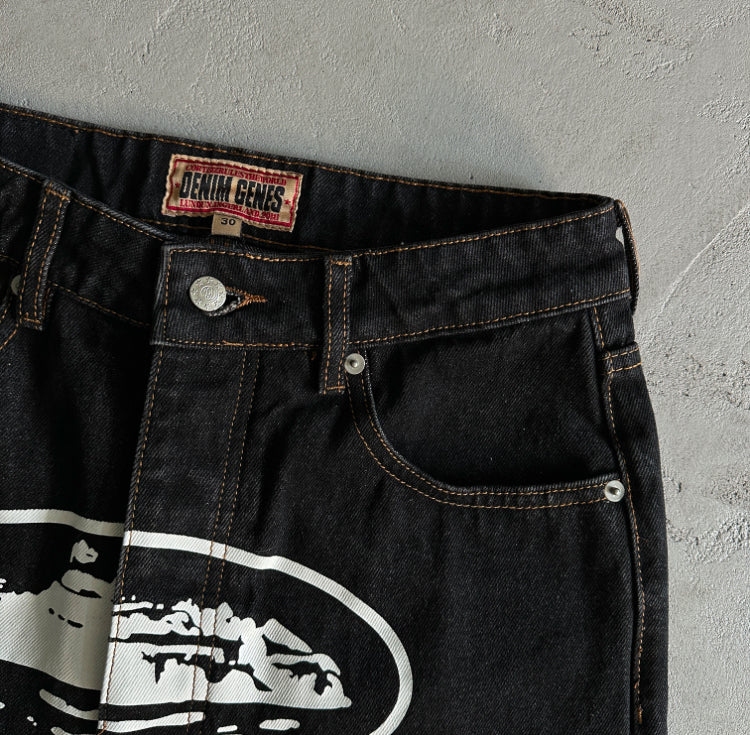 Corteiz Alcatraz Baggy Jeans Black