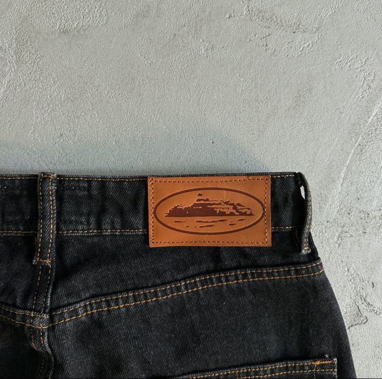 Corteiz Alcatraz Baggy Jeans Black