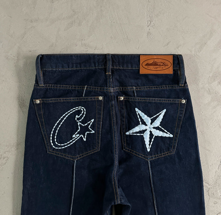 Corteiz C-Star Stitch-Down Jeans Dark Wash