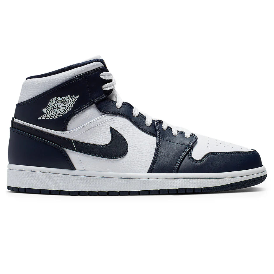 Air Jordan 1 Mid White Metallic Gold Obsidian - The Sneaker Dept